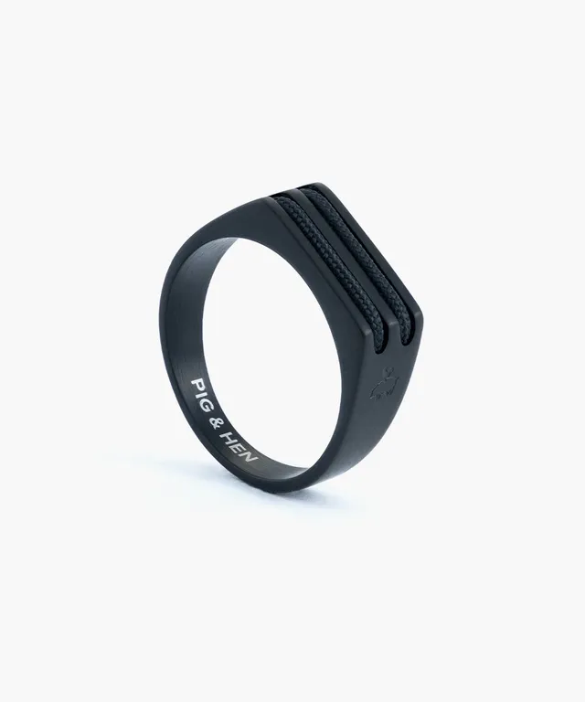 pig-hen-signet-ring-7mm-rope-black-herren-ring-schwarz image 1