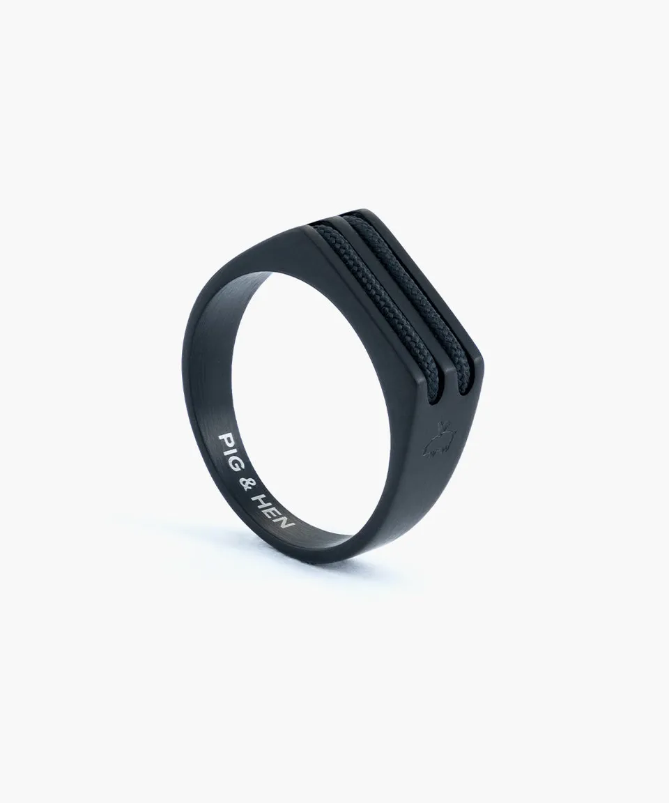 pig-hen-signet-ring-7mm-rope-black-herren-ring-schwarz image 1