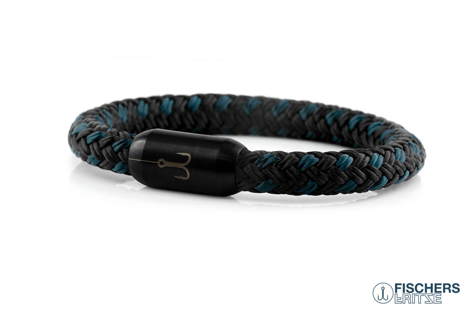 fischers-fritze-torpedomakrele-friedrich-segeltau-armband-petrol-schwarz image 1