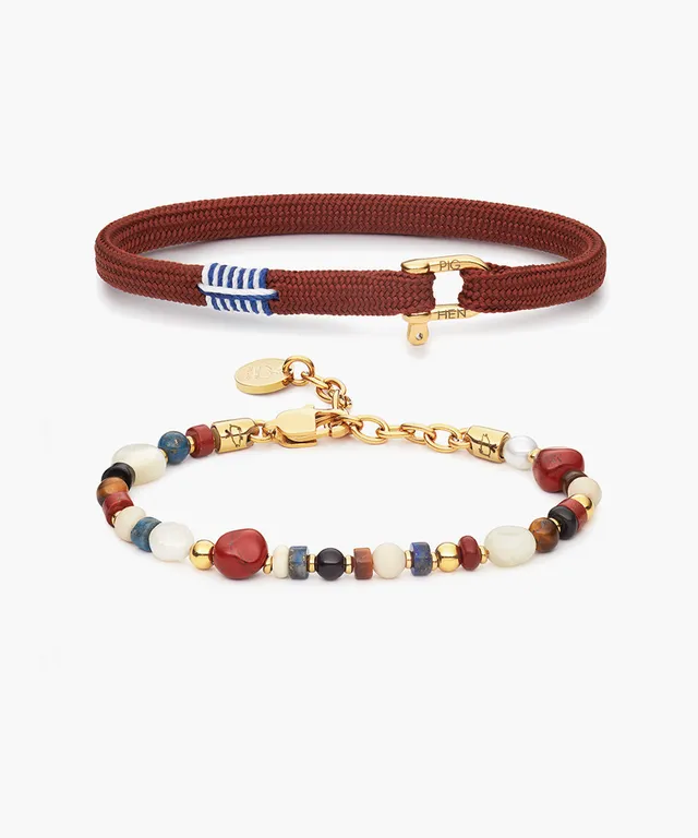pig-hen-franky-velvet-red-brontide-mosaic-aurora-armband-set-gold-damen image 1