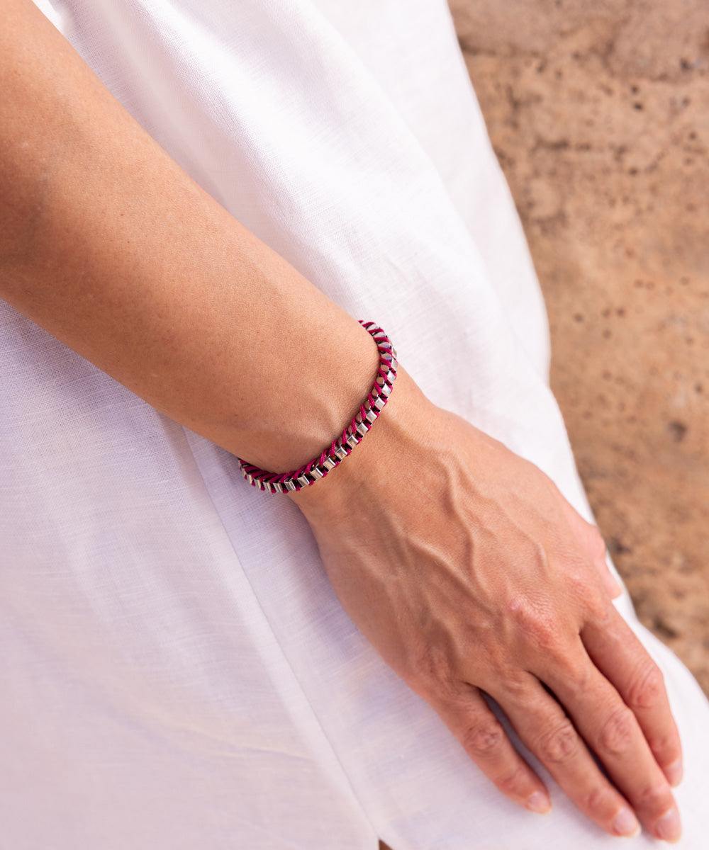pig-hen-cleo-damenarmband-magenta-silver-verstellbar image 2
