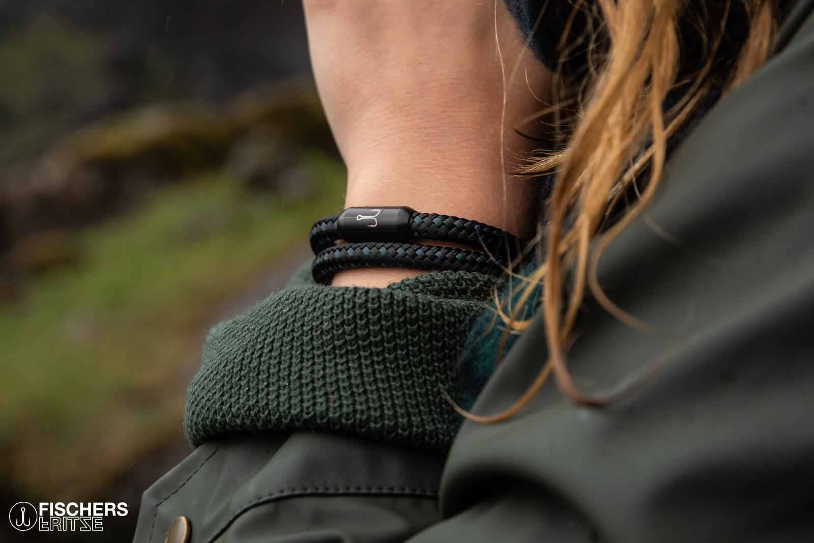 fischers-fritze-torpedogarnele-friedrich-segeltau-armband-petrol-schwarz-6-mm image 2