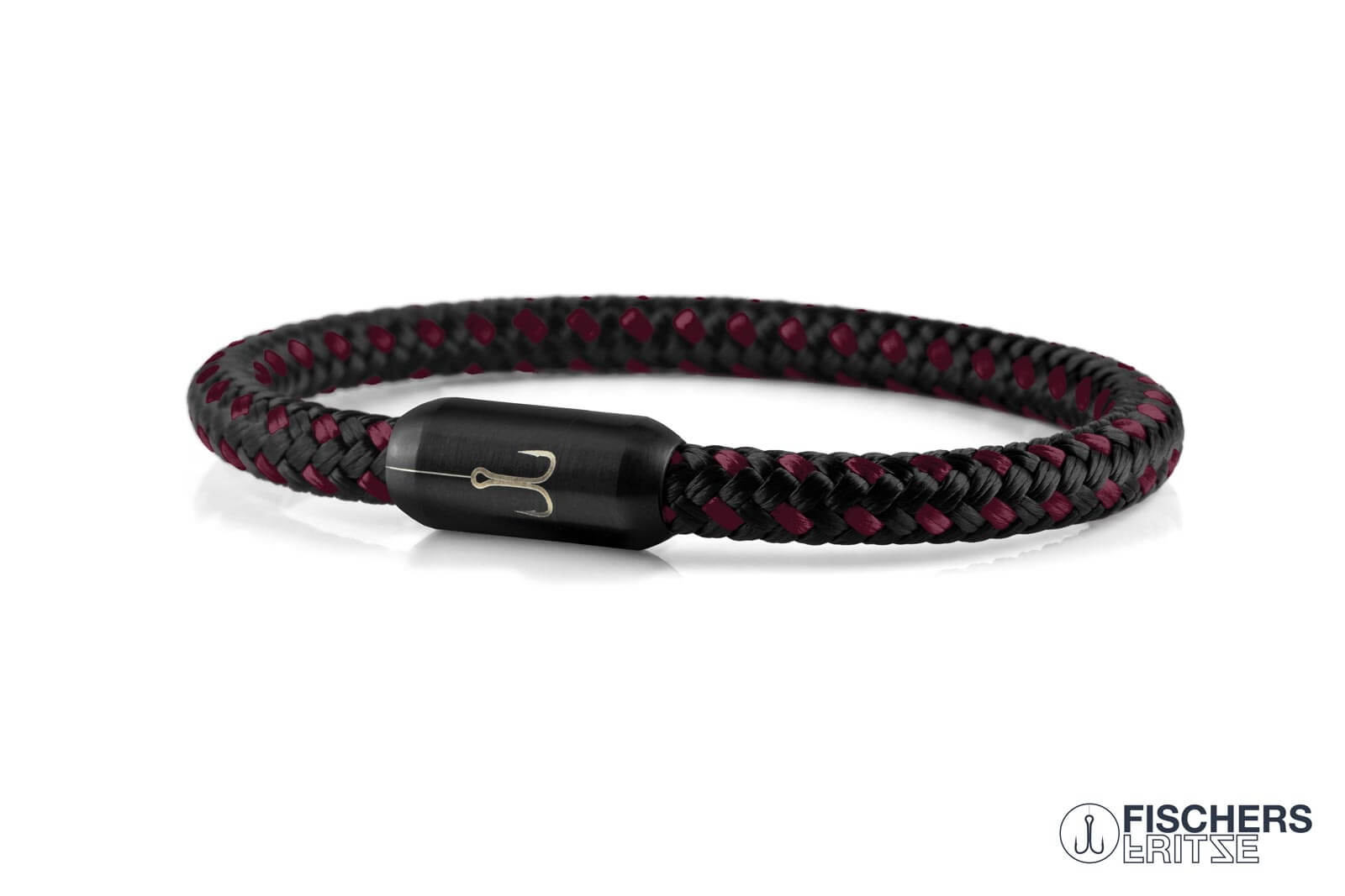 fischers-fritze-torpedokrabbe-fiona-segeltau-armband-schwarz-dunkelrot image 1