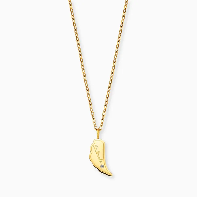engelsrufer-mysteel-halskette-edelstahl-gold-mit-anh-nger-soulmate-und-gru-karte image 1