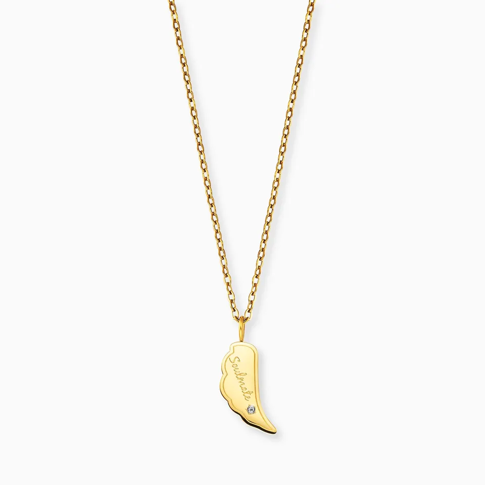 engelsrufer-mysteel-halskette-edelstahl-gold-mit-anh-nger-soulmate-und-gru-karte image 1