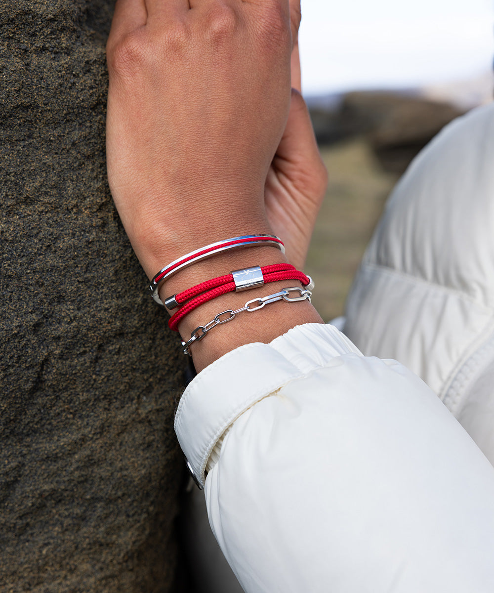 pig-hen-lewis-raspberry-damen-seil-armband-silber-verstellbar image 3