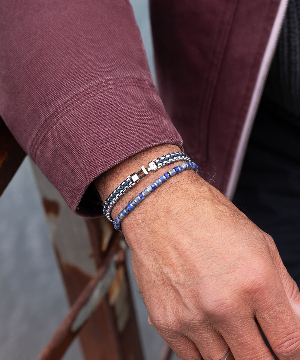 pig-hen-catena-venetian-7mm-herren-kettenarmband-navy-silver image 2