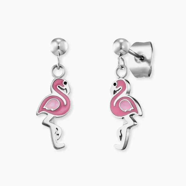 engelsrufer-herzengel-kinder-ohrstecker-edelstahl-flamingo-mit-emaille image 1