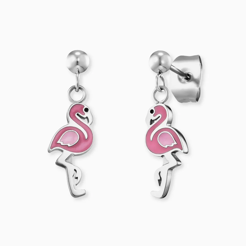 engelsrufer-herzengel-kinder-ohrstecker-edelstahl-flamingo-mit-emaille image 1
