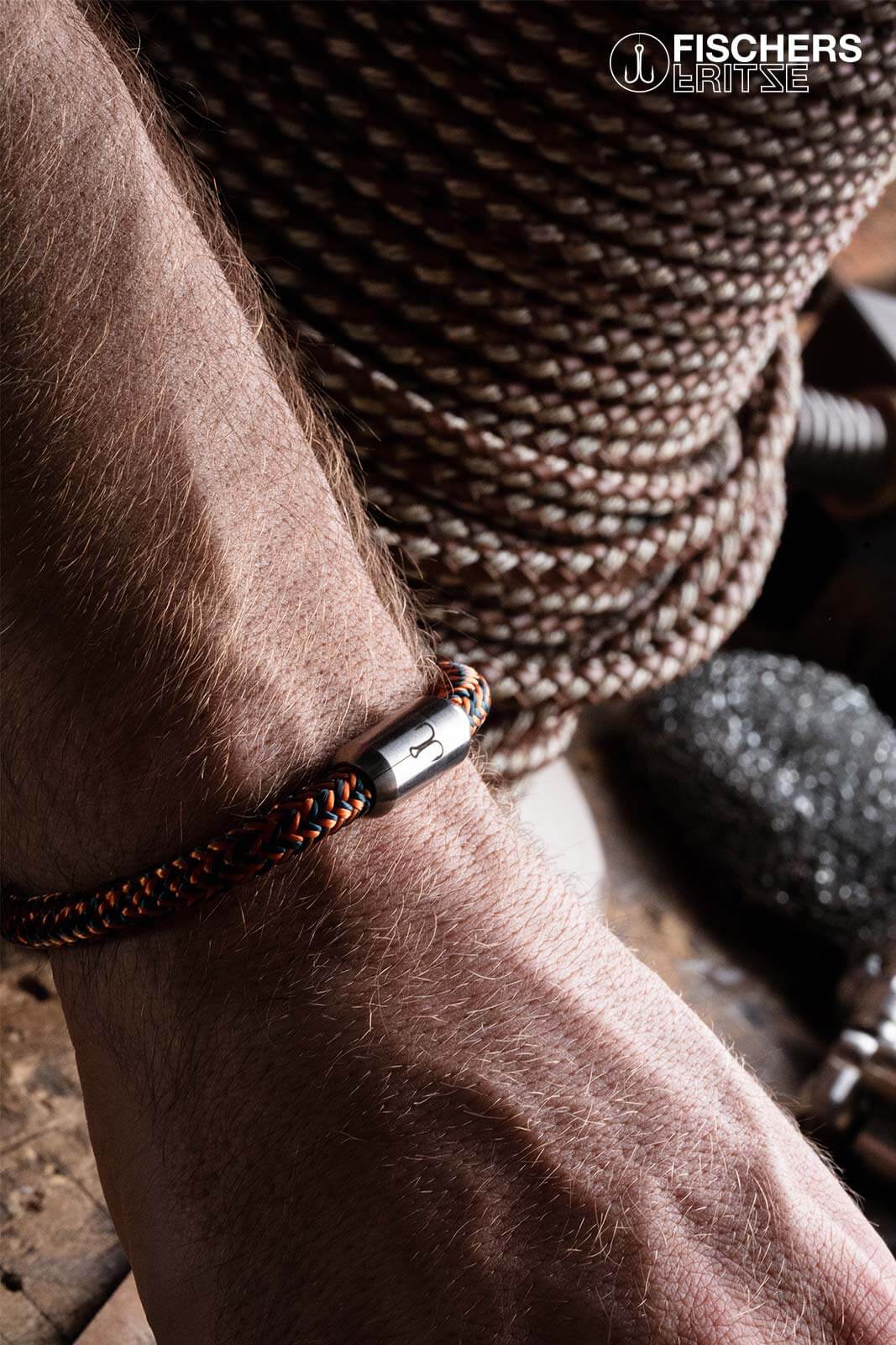 fischers-fritze-krabbe-paula-segeltau-armband-petrol-orange-6mm image 3
