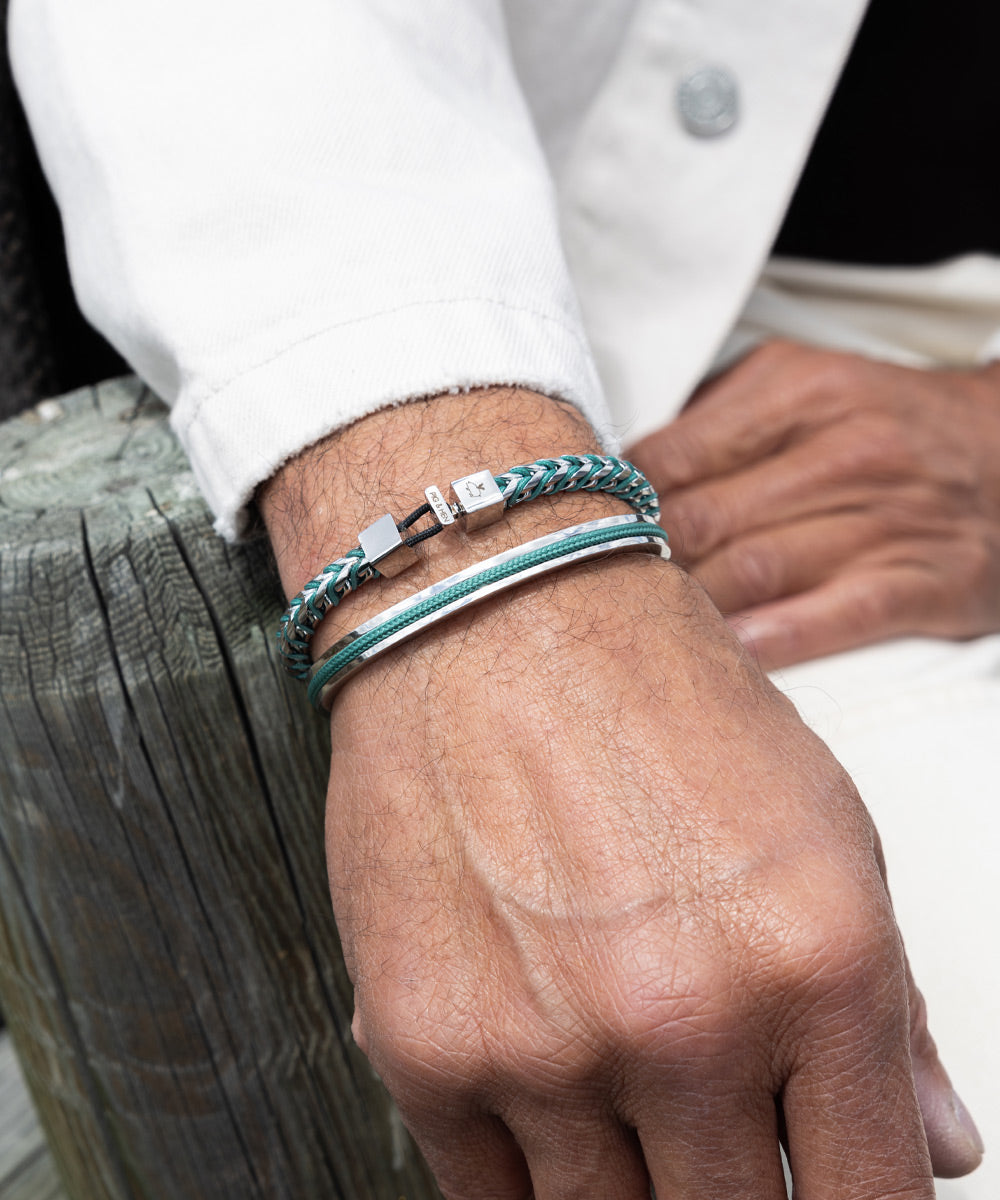 pig-hen-catena-foxtail-herren-armband-patina-green-silber image 2