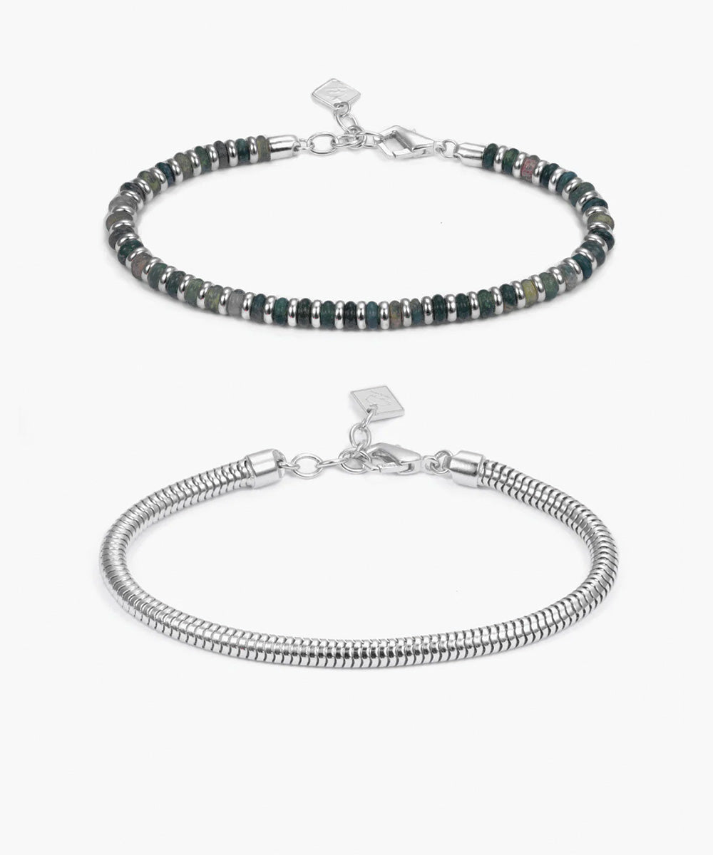 pig-hen-mariner-brontide-armband-set-4mm-moosachat-snake-chain-925-sterling-silb image 1