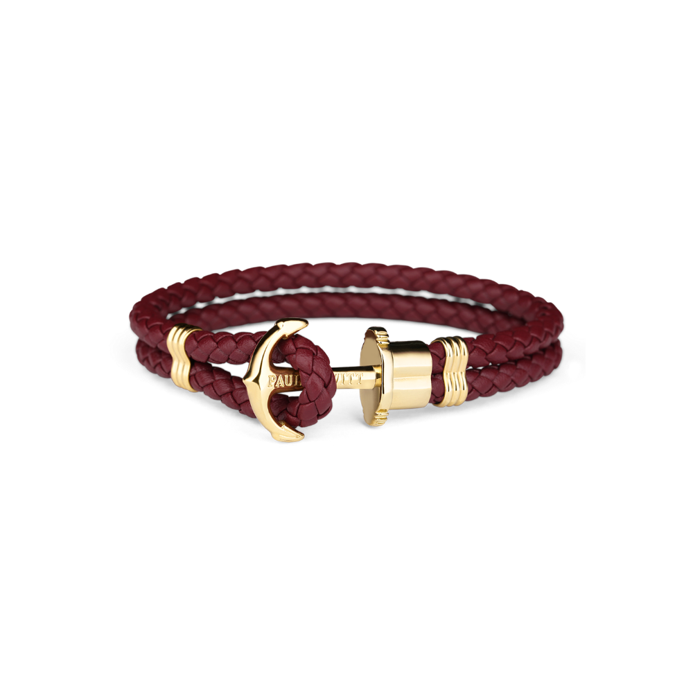 paul-hewitt-phrep-armband-gold-leder-dark-berry image 1