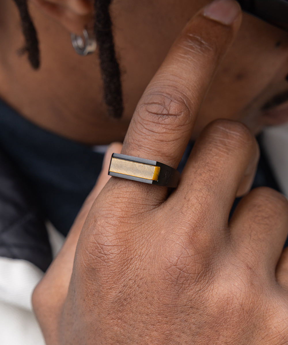 pig-hen-signet-ring-7mm-tiger-eye-black-edelstein-ring-unisex image 3