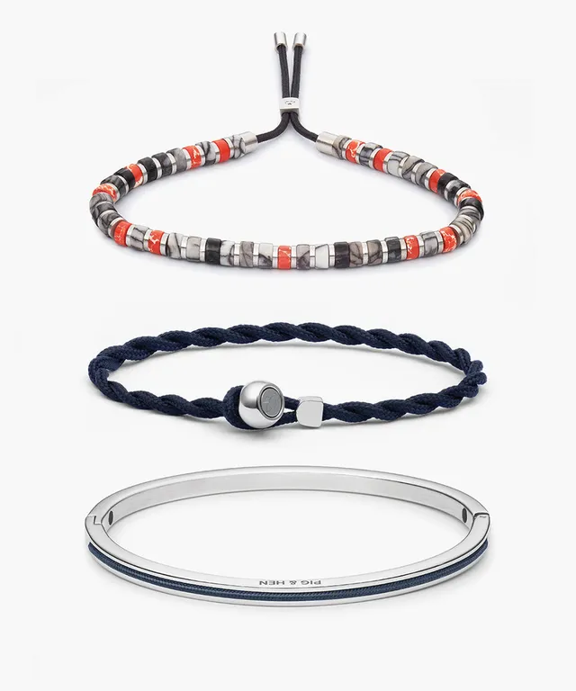 pig-hen-brontide-4mm-lillehammer-easy-ed-navy-navarch-3er-armband-set-silber image 1