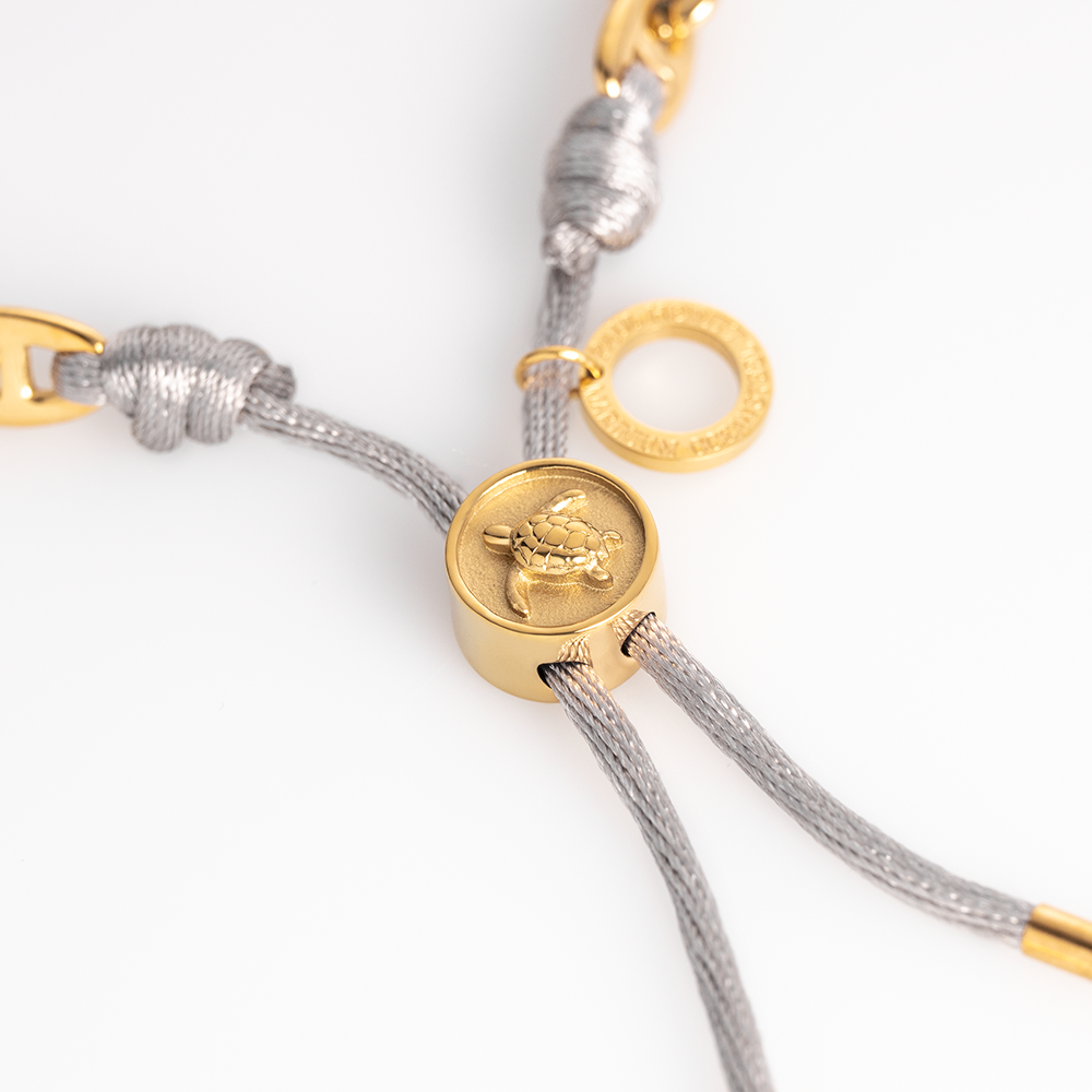 paul-hewitt-turtle-anchor-chain-armband-gold-grau-verstellbares-stoffarmband image 2