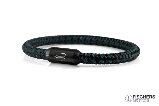 fischers-fritze-torpedokrabbe-freja-segeltau-armband-schwarz-petrol image 1