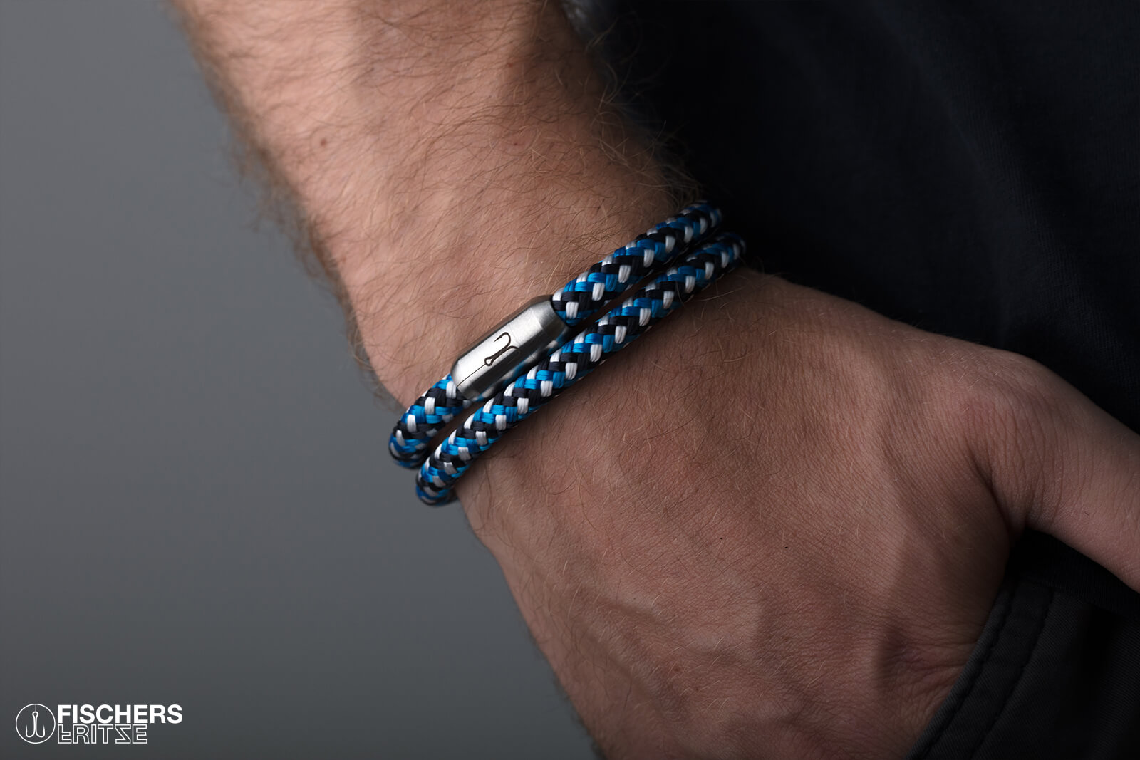fischers-fritze-garnele-moritz-segeltau-armband-marineblau-stahlblau-wei image 7