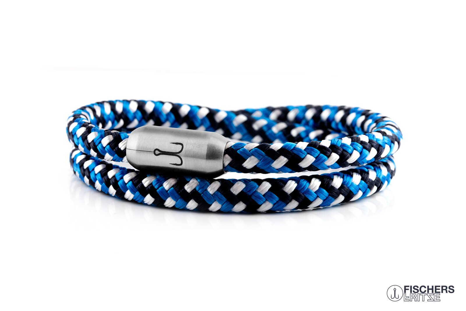 fischers-fritze-garnele-moritz-segeltau-armband-marineblau-stahlblau-wei image 1