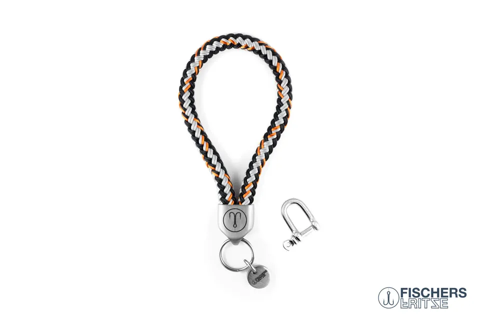 fischers-fritze-dicker-hering-simon-schl-sselanh-nger-schwarz-grau-orange-8mm image 1