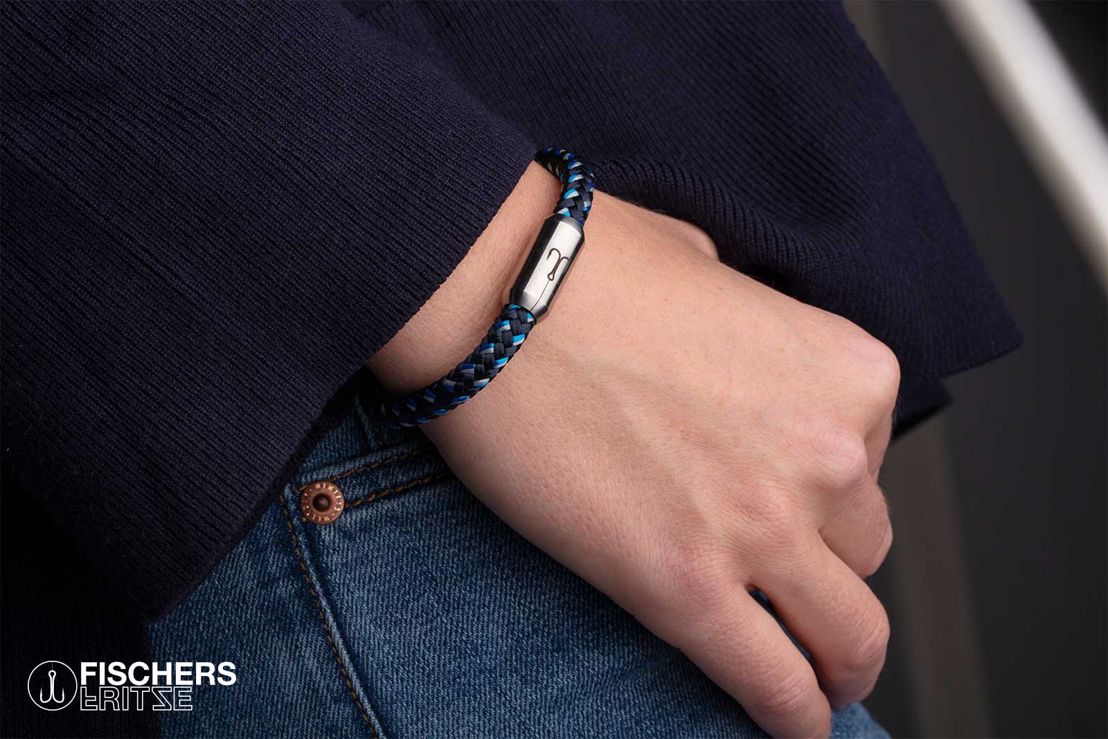 fischers-fritze-krabbe-ferdinanda-armband-marineblau-stahlblau-grau-6-mm image 8