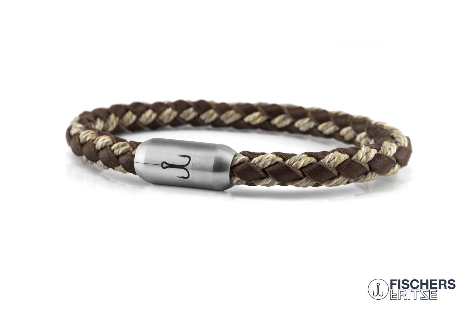 fischers-fritze-krabbe-fenja-lederarmband-braun-natur-geflochten-6mm image 1