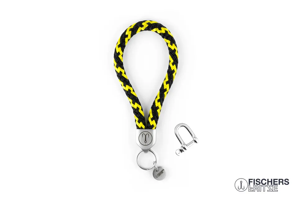 fischers-fritze-dicker-hering-karlo-schl-sselanh-nger-schwarz-gelb-8-mm image 1