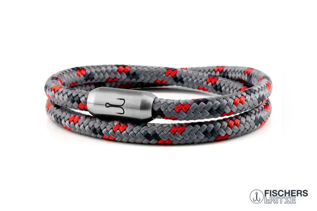 fischers-fritze-garnele-edgar-armband-grau-rot-marineblau-segeltau-6-mm image 1