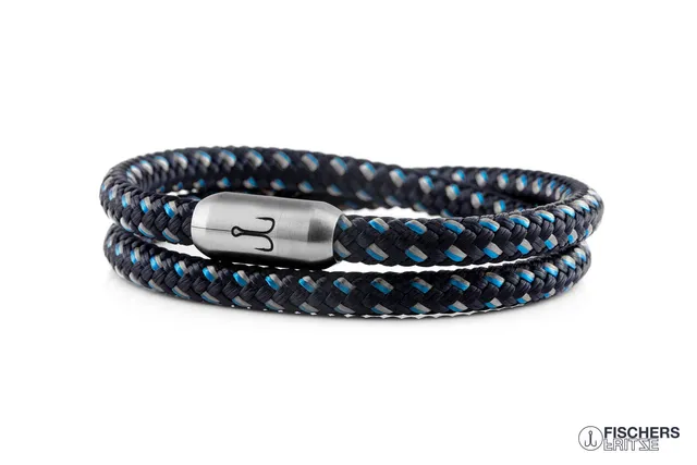 fischers-fritze-garnele-ferdinand-segeltau-armband-marineblau-stahlblau-grau image 1