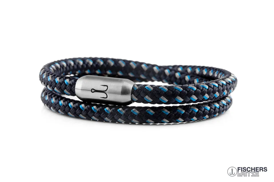 fischers-fritze-garnele-ferdinand-segeltau-armband-marineblau-stahlblau-grau image 1