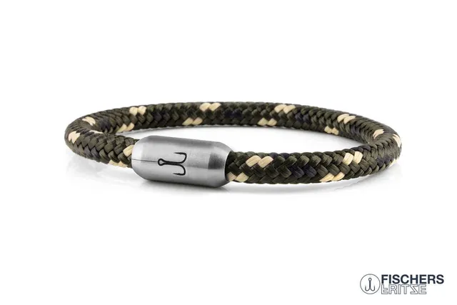 fischers-fritze-krabbe-juliane-segeltau-armband-olivgr-n-schwarz-natur image 1
