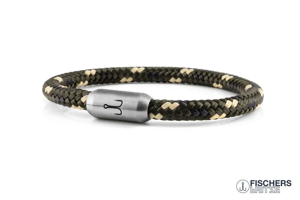 fischers-fritze-krabbe-juliane-segeltau-armband-olivgr-n-schwarz-natur image 1