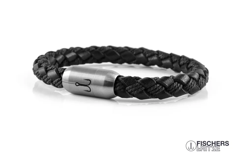 fischers-fritze-leder-makrele-fried-armband-schwarz-geflochten image 1