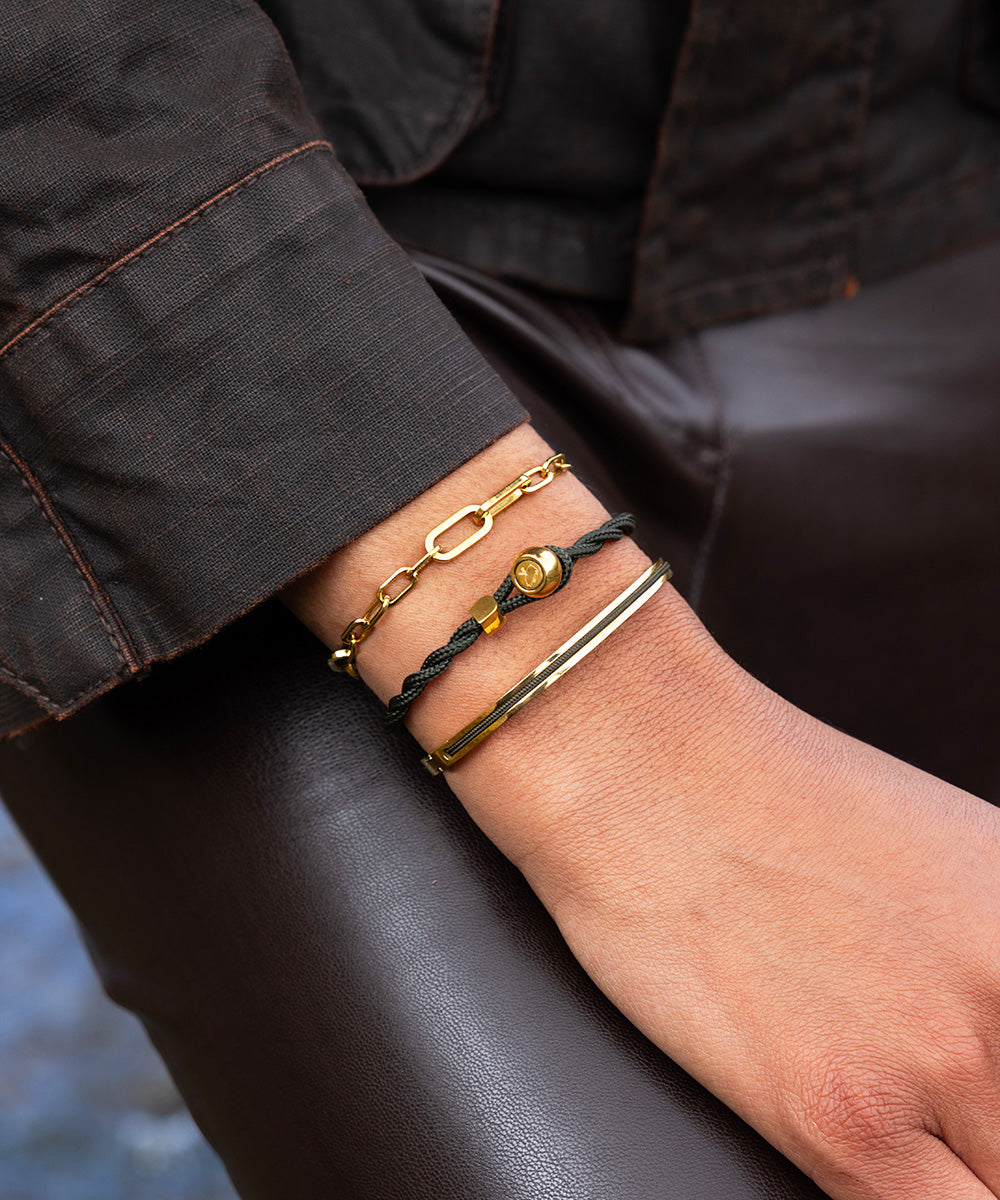 pig-hen-ed-army-gold-damen-seilarmband-mit-kugelverschluss-in-army-green image 3
