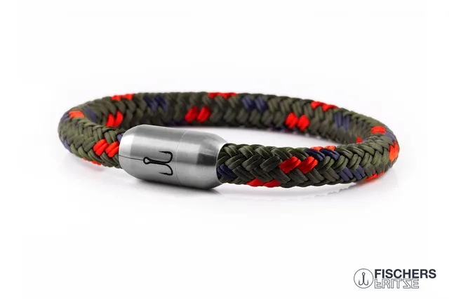 fischers-fritze-makrele-gunnar-segeltau-armband-olivgr-n-marineblau-rot-8mm image 1