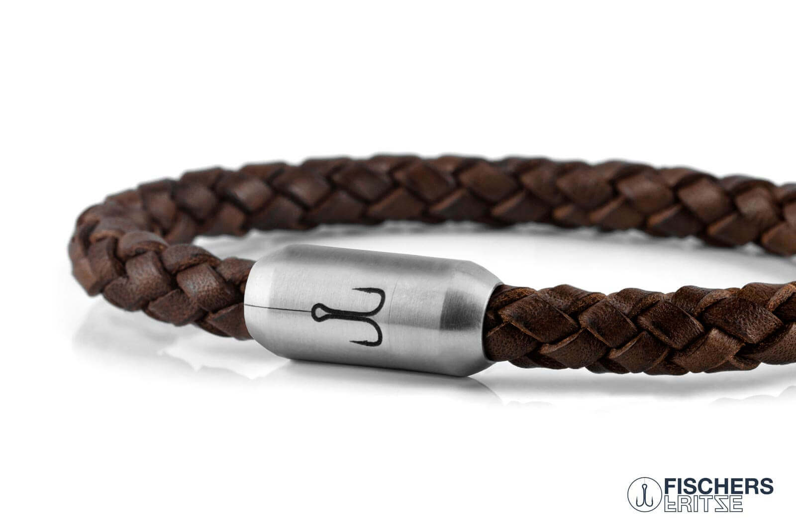 fischers-fritze-leder-krabbe-fine-armband-braun-geflochten-6mm image 8