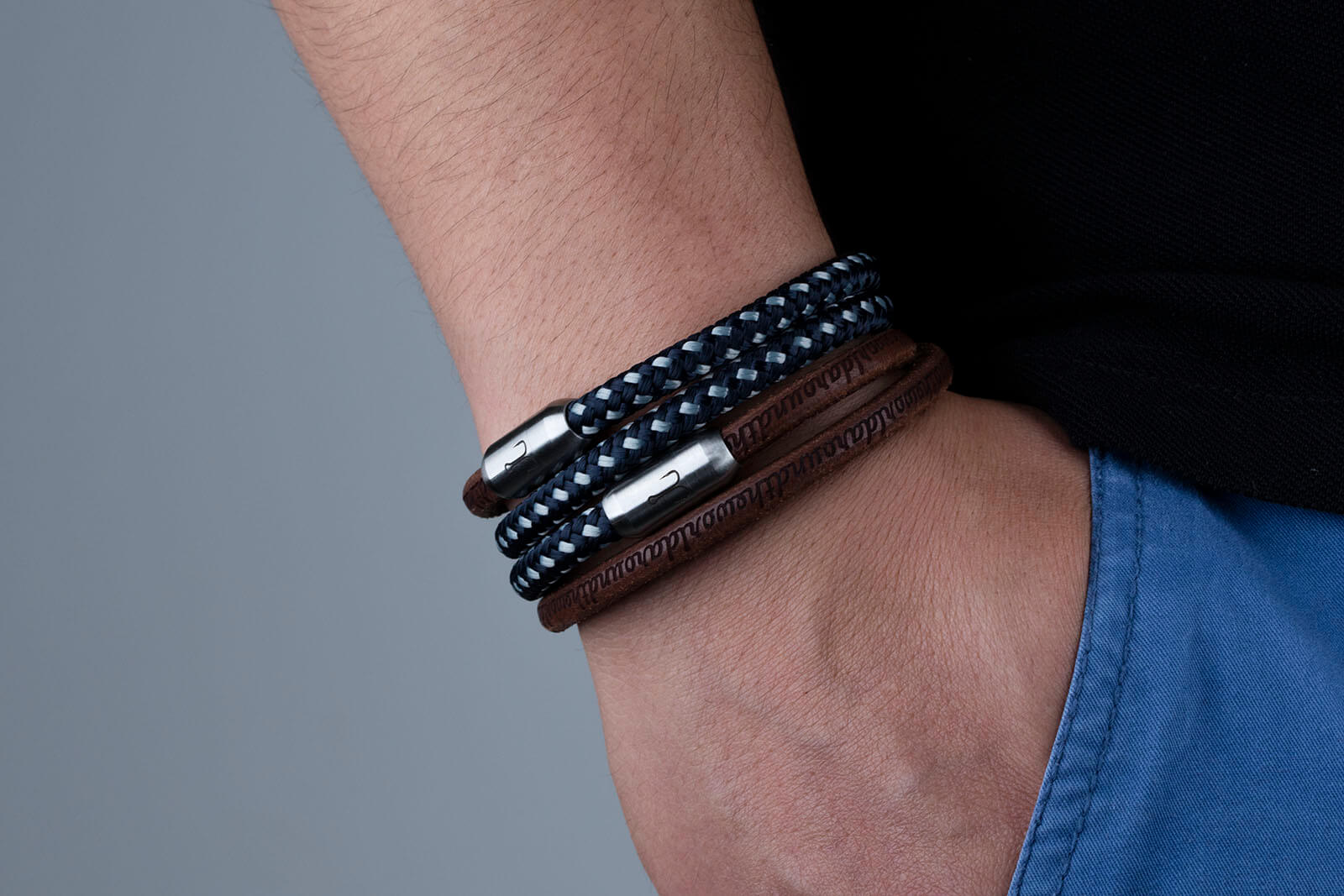 fischers-fritze-garnele-franz-adrian-kombi-armband-segeltau-marineblau-silbergra image 6