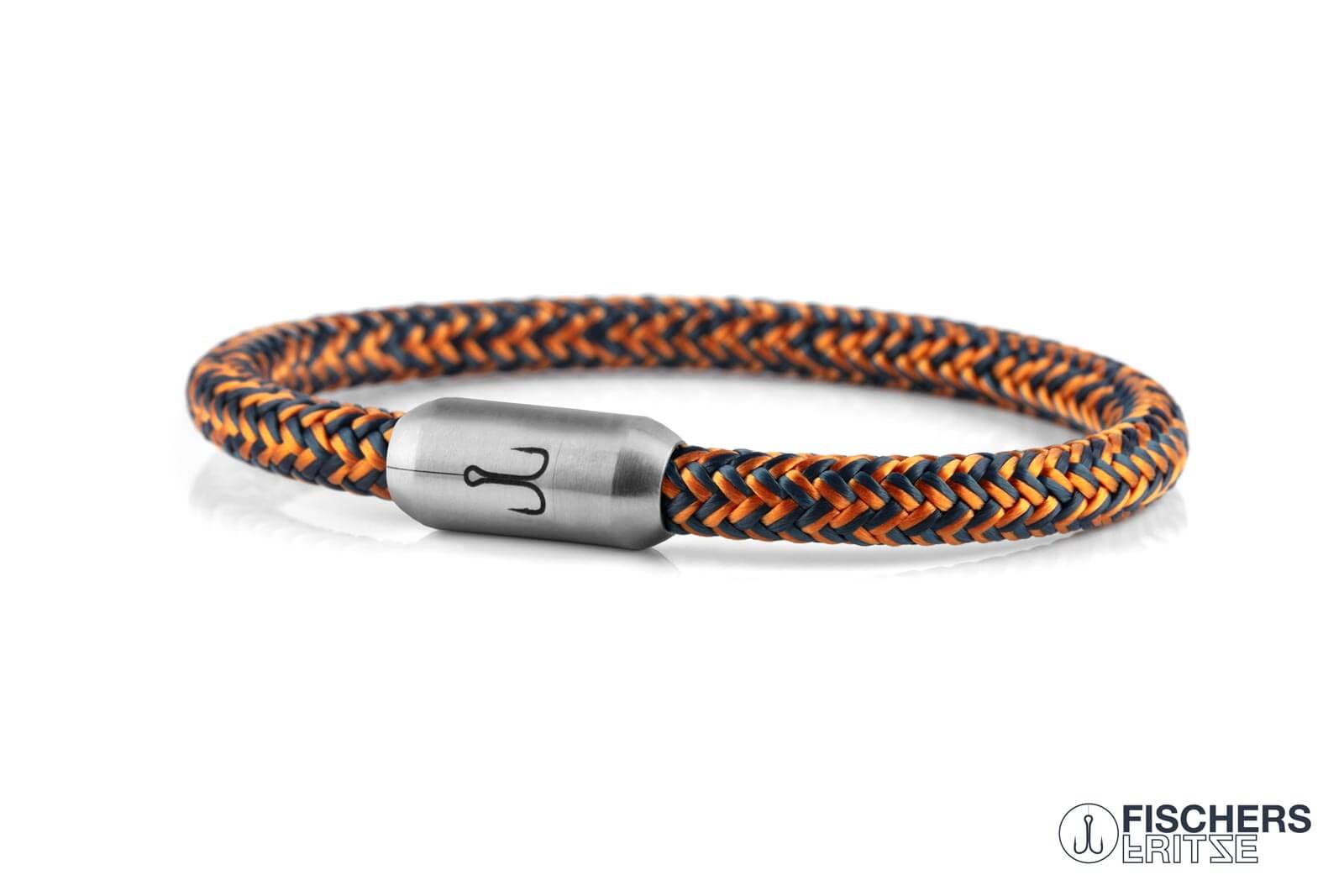 fischers-fritze-krabbe-paula-segeltau-armband-petrol-orange-6mm image 1