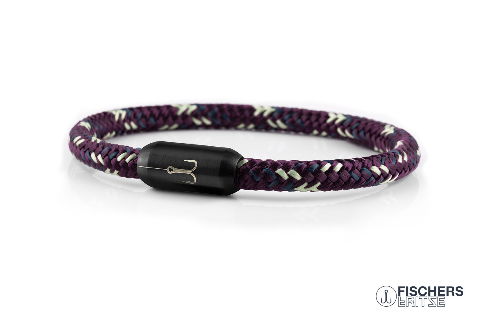 fischers-fritze-torpedokrabbe-marlene-segeltau-armband-aubergine-mint-petrol-6-m image 1