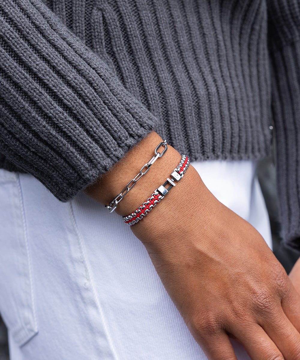 pig-hen-catena-venetian-7mm-raspberry-silver-damenarmband-edelstahl image 2