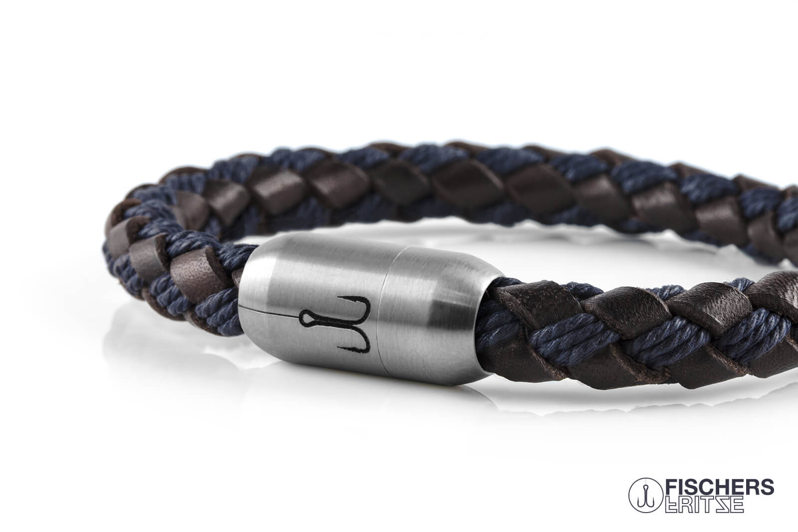 fischers-fritze-leder-makrele-franz-josef-armband-braun-marineblau-geflochten image 7
