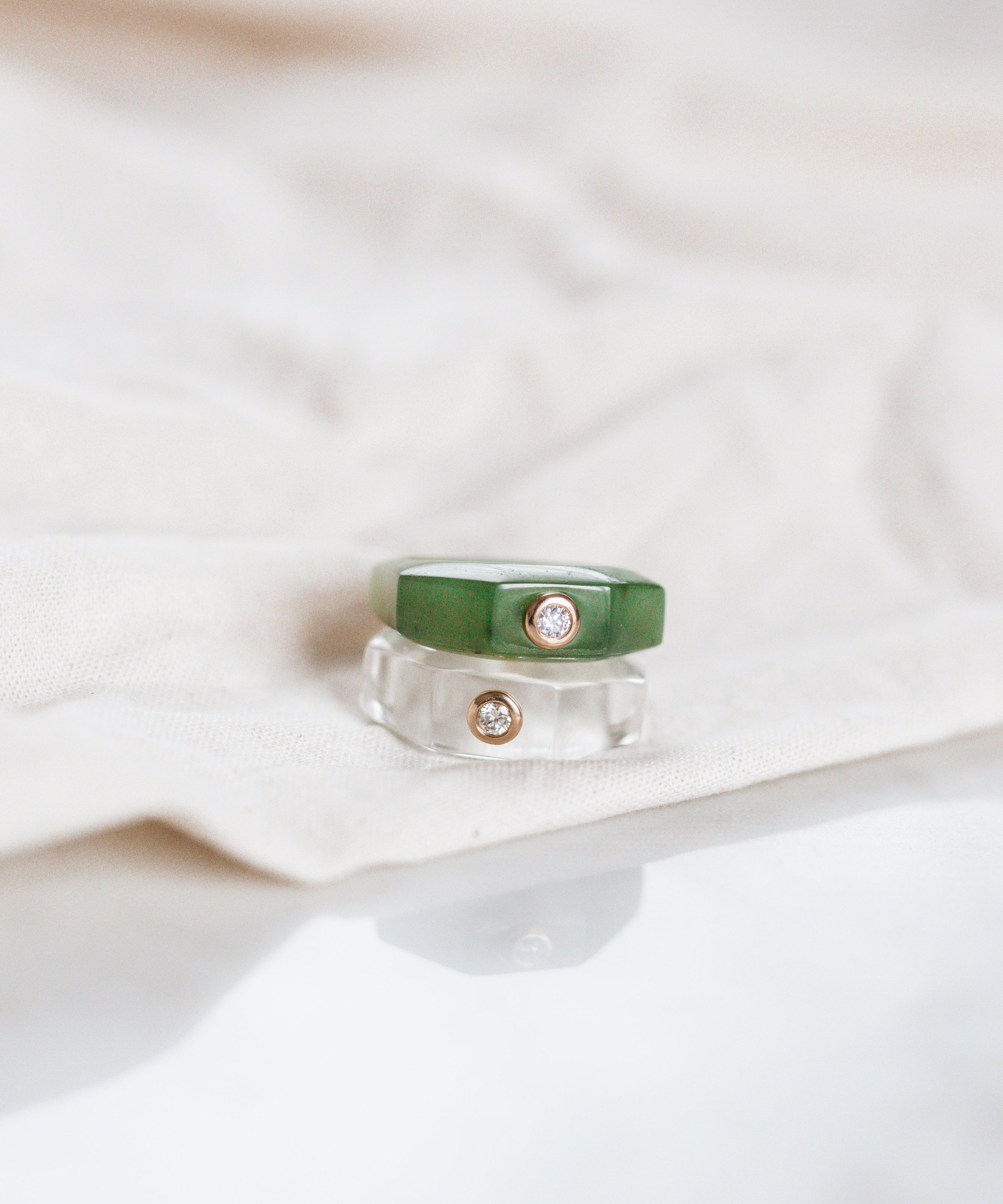 wald-berlin-shining-star-jade-ring-14k-gold-diamant-gr-53 image 3