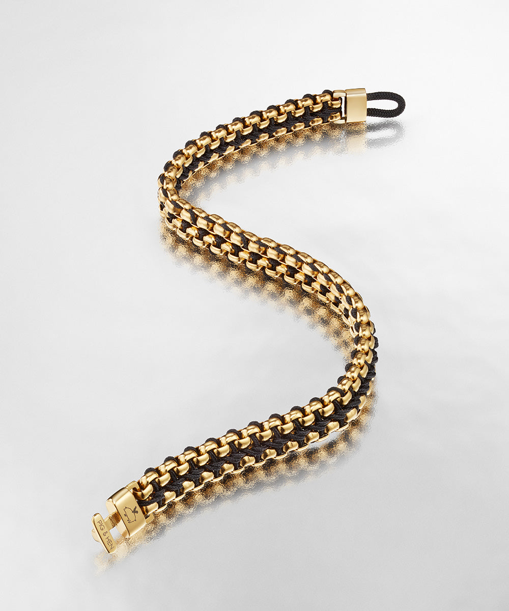 pig-hen-catena-venetian-7mm-black-gold-herren-kettenarmband image 4