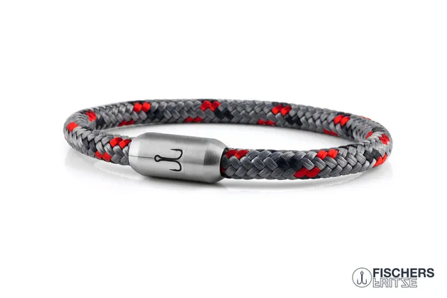 fischers-fritze-krabbe-edith-segeltau-armband-grau-rot-marineblau-6-mm image 1