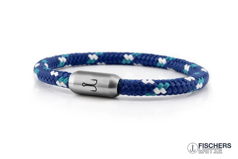 fischers-fritze-krabbe-marina-armband-ozeanblau-aquamarin-weiss image 1