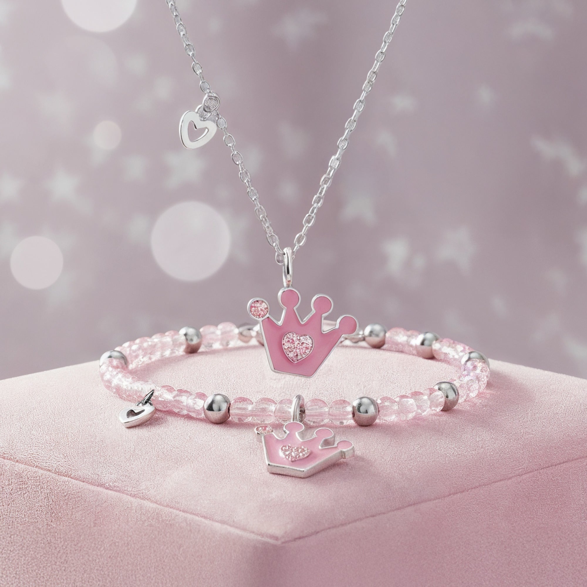 herzengel-kinder-halskette-edelstahl-glitzerkrone-mit-emaille-pink image 3