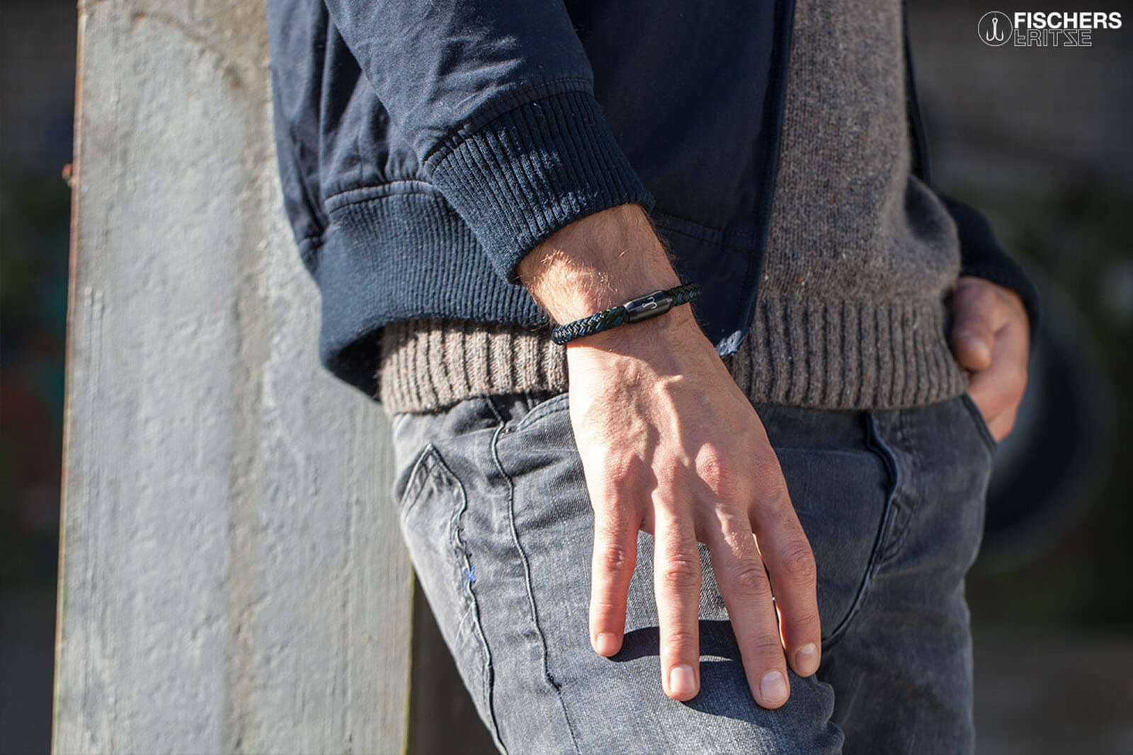 fischers-fritze-torpedomakrele-friedrich-segeltau-armband-petrol-schwarz image 2