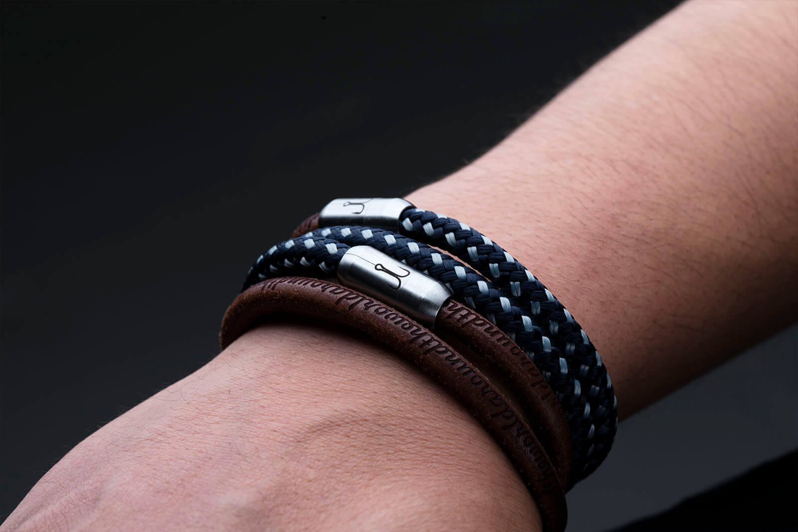 fischers-fritze-garnele-franz-adrian-kombi-armband-segeltau-marineblau-silbergra image 2