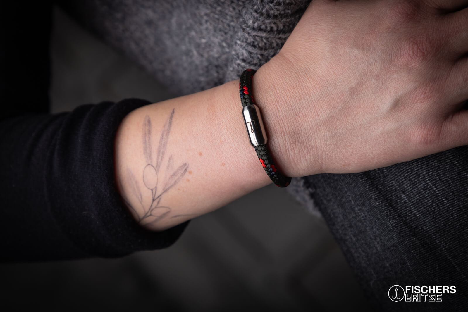 fischers-fritze-krabbe-gunda-segeltau-armband-olivgr-n-marineblau-rot image 4