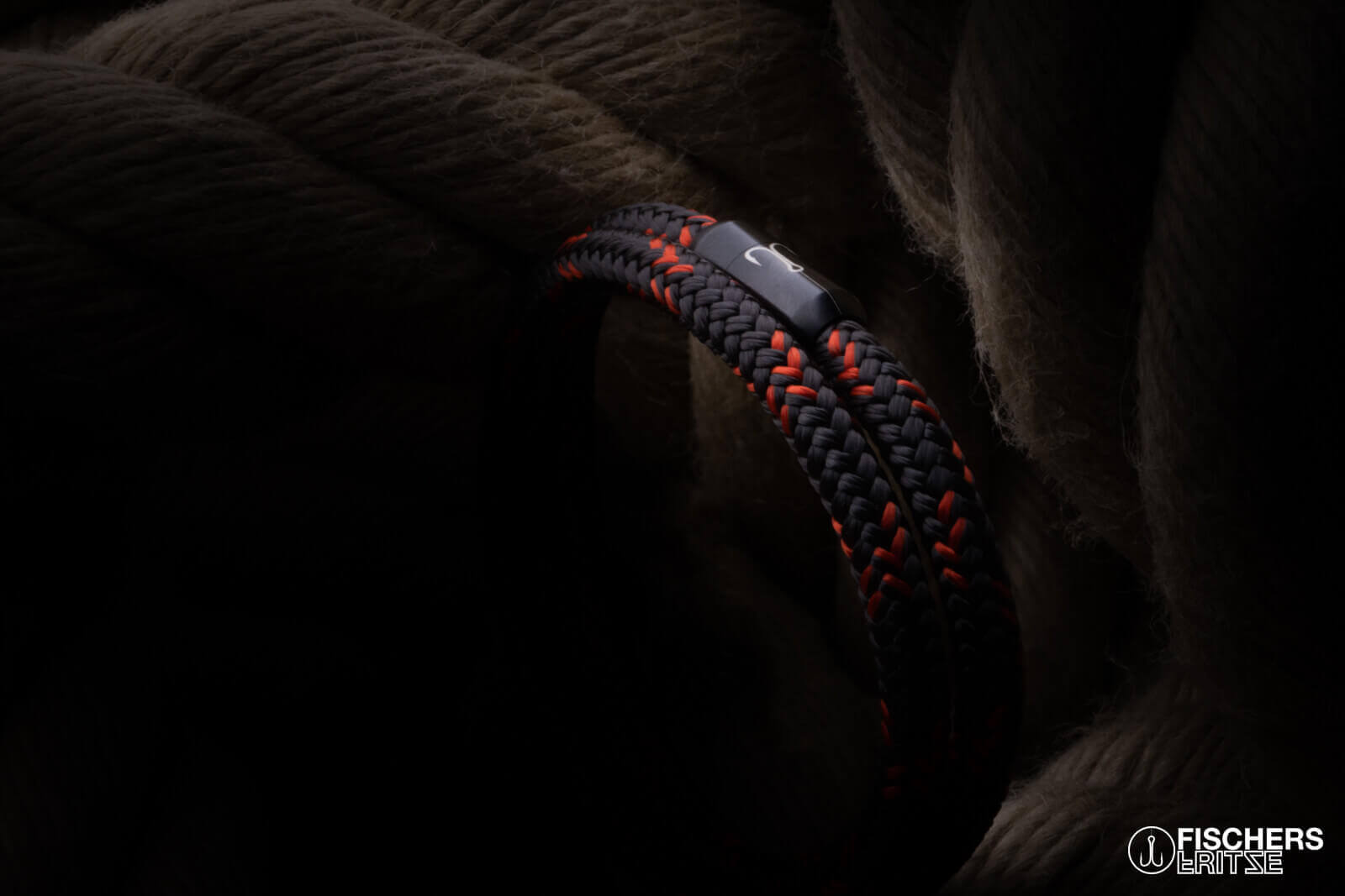 fischers-fritze-torpedogarnele-siegfried-segeltau-armband-kaffeebraun-coral image 2